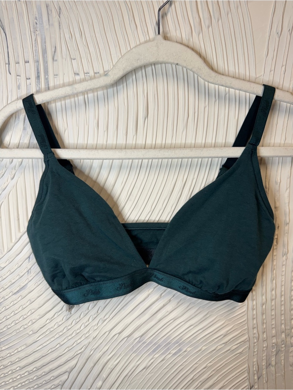 PINK Victoria's Secret Wireless Triangle Bra in Deep Teal